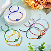6Pcs 6 Colors Alloy Enamel Link Bracelets for Women BJEW-TAC0042-8