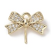Brass Micro Pave Clear Cubic Zirconia Charms KK-G491-15G-1