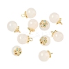 Natural White Chalcedony Round Charms G-P577-03G-1