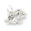 Brass Clear Cubic Zirconia Charms ZIRC-B010-22P-3