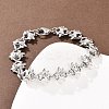 304 Stainless Steel Flower Link Chain Bracelets BJEW-D379-17P-1