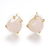 Natural Rose Quartz Stud Earrings EJEW-L196-03B-1