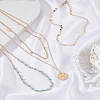 1Pc Bohemian Alloy Flat Round Pendant Multi Layered Necklaces for Women NJEW-LP0001-64-3