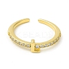 Clear Cubic Zirconia Initial Letter Open Cuff Ring RJEW-H120-09G-L-2