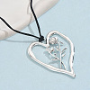 Birth Flower Heart Zinc Alloy Pendant Black Faux Suede Cord Necklaces for Women FS-WGA5BEC-04-1