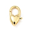 Brass Heart Lobster Claw Clasps X-KK-G416-47G-1