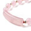 Natural Rose Quartz Braided Bead Bracelets for Women Men BJEW-JB08930-02-4