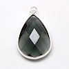 Silver Color Plated Brass Glass Teardrop Pendants GLAA-M006-A-11S-1