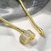 Brass Micro Pave Clear Cubic Zirconia Link Bracelets BJEW-S158-15G-3