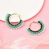 304 Stainless Steel & Bohemian Beaded Fan Hoop Earrings for Women EJEW-R001-01G-03-1