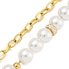 Ion Plating(IP) 201 Stainless Steel Pave Clear Cubic Zirconia & Plastic Pearl Beaded Necklaces NJEW-K270-18G-2