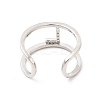 Clear Cubic Zirconia Initial Letter Open Cuff Ring RJEW-A012-01P-L-3