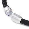 304 Stainless Steel Round Beads Leather Cord Bracelets BJEW-A009-02P-2
