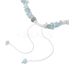 Natural Aquamarine Chip & Imitaton Round Pearl Beaded Adjustable Necklaces NJEW-JN05227-05-5