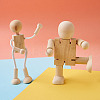 Unfinished Blank Wooden Robot Toys AJEW-TA0001-03-4