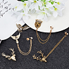 6Pcs 6 Style Lion & Eagle & Deer Rhinestone Safety Pin Brooches JEWB-WR0001-01-4