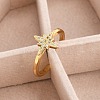 Rack Plating Star Brass Micro Pave Clear Cubic Zirconia Cuff Rings for Women LS-RJEW-M028-122G-4