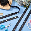 3 Styles Brass Round & Square & Imitation Pearl Stud Black PU Leather Trimmings DIY-AR0003-78-3