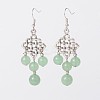 Dangling Tibetan Style Alloy Natural & Synthetic Mixed Stone Chandelier Earrings EJEW-JE01564-2