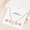 Brass Heart with Lucky Number 333 Pendant Necklaces & Alloy Pendants Sets SJEW-P005-01G-1