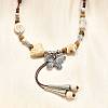 Ethnic Style Alloy & Porcelain Ceramic Beads Butterfly Pendant Tassel Y Necklaces LS-NJEW-D308-01D-4