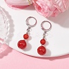 Round Natural Gemstone Dangle Earrings EJEW-JE05536-3