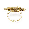 Cubic Zirconia Horse Eye Open Cuff Ring RJEW-N037-014B-2