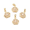 Rack Plating Brass Micro Pave Clear Cubic Zirconia Pendants ZIRC-F128-03G-1