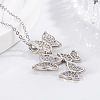 Brass Micro Pave Clear Cubic Zirconia 4 Butterfly Pendant Necklaces for Women FS-WG1F8BB-01-3