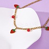 304 Stainless Steel Red Enamel Strawberry Pendant Necklaces for Women NJEW-F346-05G-3