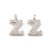Initial Letter Brass Micro Pave Cubic Zirconia Pendants ZIRC-F008-Z-1