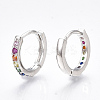 Brass Micro Pave Cubic Zirconia Huggie Hoop Earrings X-EJEW-S201-40P-2