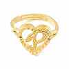 Real 18K Gold Plated Brass Alphabet Adjustable Rings RJEW-M139-18P-2