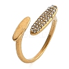 Oval 304 Stainless Steel Rhinestone Open Cuff Ring for Women RJEW-Z076-01G-4