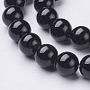 Natural Black Onyx Round Beads Strands X-GSR8mmC097-2