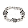 Stainless Steel Flat Round with Thor Hammer Mjolnir Link Bracelets BJEW-D379-07ASP-2