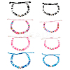 4 Sets 4 Color Polymer Clay Heishi Surfer Braided Bead Bracelets Set BJEW-FI0001-68-1