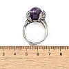 Natural Amethyst Wings Adjustable Rings RJEW-K241-04AS-08-5