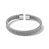304 Stainless Steel Mesh Chain Shape Open Cuff Bangle for Women BJEW-C031-03-4