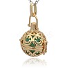 Golden Tone Brass Hollow Round Cage Pendants KK-J216-16G-2