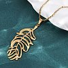 304 Stainless Steel Leaf Pendant Necklaces NJEW-H059-29A-G-3