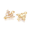 Brass with Cubic Zirconia Cup Pearl Peg Bails Pin Pendants KK-T079-51G-2