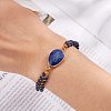 Natural Lapis Lazuli Teardrop Link Braided Bead Bracelet BJEW-SZ0002-54B-6