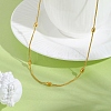 304 Stainless Steel Rice Beads Round Snake Chain Necklaces NJEW-D322-03G-2