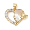 Brass & Shell & Clear Cubic Zirconia Pendants KK-I712-06G-1