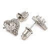 Cubic Zirconia Heart Stud Earrings EJEW-I304-17P-3