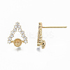 Brass Micro Pave Clear Cubic Zirconia Earring Findings KK-S356-126G-NF-3