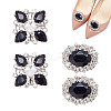 2 Pairs 2 Style Glass Rhinestone Shoe Decorations AJEW-AR0001-78A-1