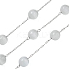 304 Stainless Steel with Glass Cat Eye Link Chains CHS-G038-08P-05-1