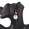 Glass Seed Beads Santa Claus Dangle Earrings EJEW-MZ00508-3